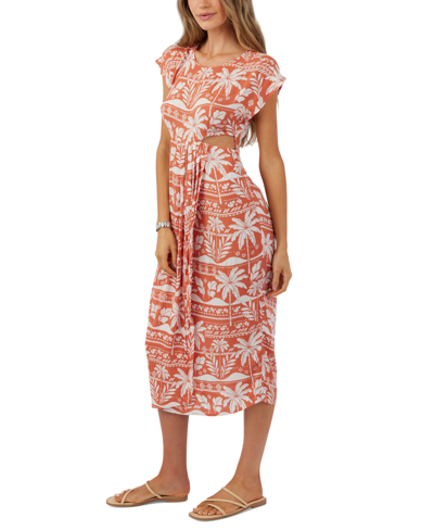 Shop O'neill Juniors' Cindi Midi Dress In Apricot Brandy
