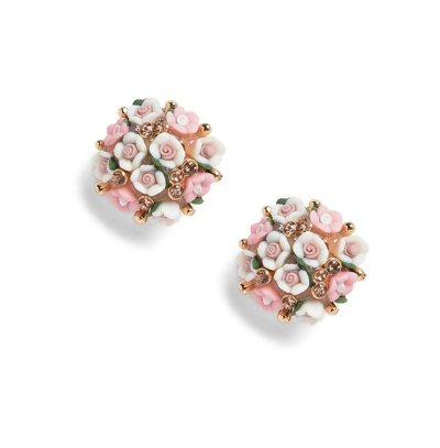 Shop Sohi Women's Pink Flower Cluster Drop Earrings