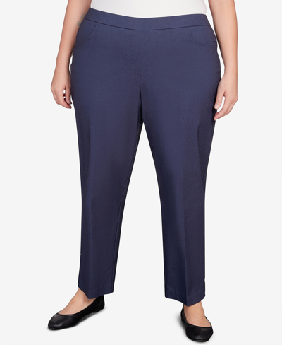 Shop Alfred Dunner Plus Size A Fresh Start Dark Denim Pull On Average Length Pants In Denim Heather