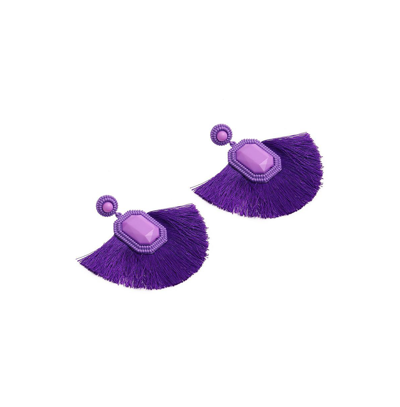 Shop Sohi Women's Purple Tassel Drop Earrings