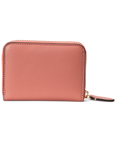 Shop Lauren Ralph Lauren Leather Continental Wallet In Pink Mahogany
