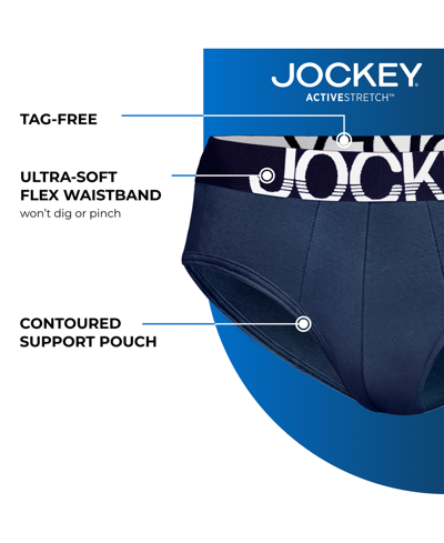Jockey Activestretch Brief In True Navy,grey Heather,true Heather