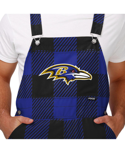 Shop Foco Men's  Purple Baltimore Ravens Big Logo Plaid Overalls