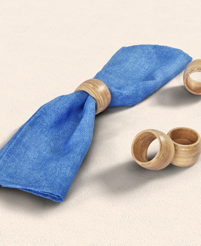 J Queen New York Tropics Bamboo Napkin Ring 4 Pc Set In Natural