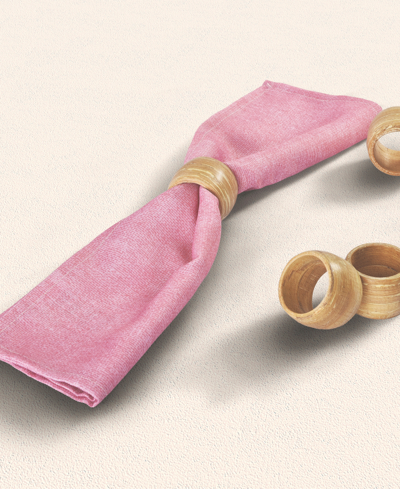 J Queen New York Tropics Bamboo Napkin Ring 4 Pc Set In Natural