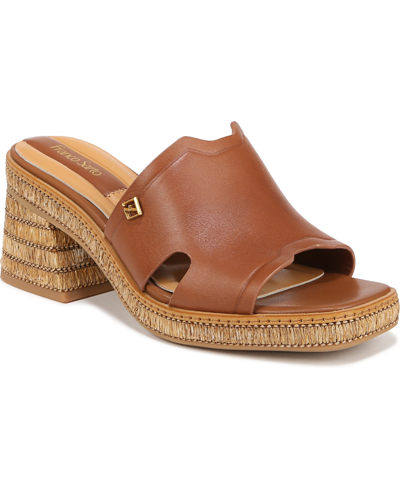 Shop Franco Sarto Women's Florence Block Heel Slide Sandals In Cognac Brown Leather