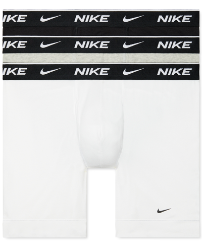 Shop Nike Men's 3-pk. Dri-fit Essential Cotton Stretch Boxer Briefs In White,grey