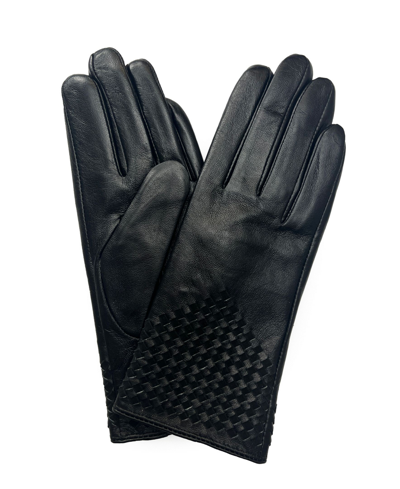 Marcus Adler Women's Woven Genuine Leather Touchscreen Glove In Black