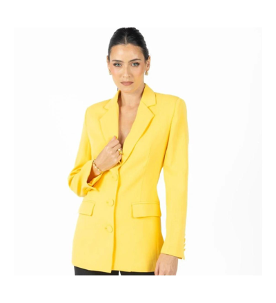 Shop Akalia Paris Backless Blazer In Yellow