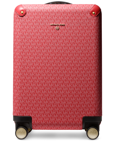 Shop Michael Kors Michael  Logo Travel Small Hardcase Trolley In Crimson