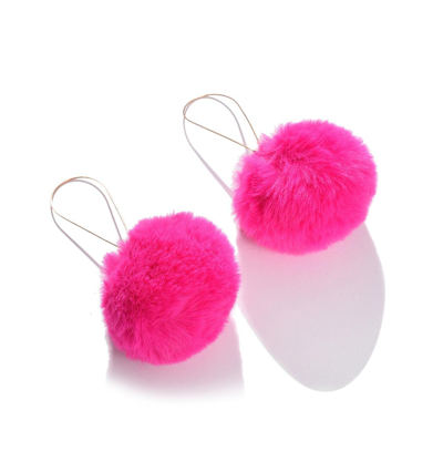 Shop Sohi Women's Pink Fur Ball Drop Earrings