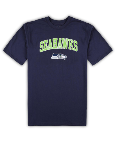 Concepts Sport College Navy/heather Gray Seattle Seahawks Big & Tall T-shirt & Pajama Pants Sleep Se In Navy,heather Gray