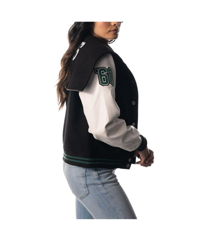 Shop The Wild Collective Women's  Black New York Jets Sailor Full-snap Hooded Varsity Jacket