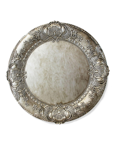 Shop American Atelier Keaton Serveware Embossed Charger Plates Set Of 4 In Silver