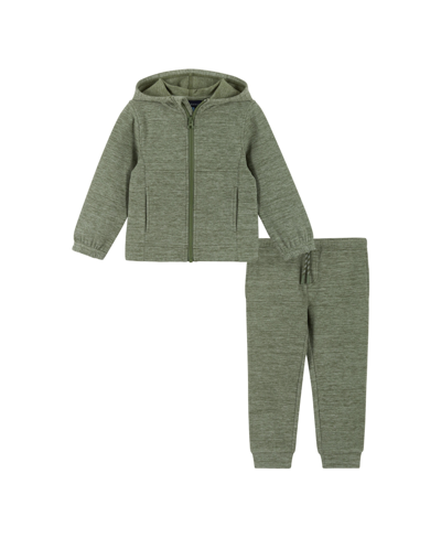 Shop Andy & Evan Toddler/child Boys Double Peached Color Blocked Sweat Set In Medium Green