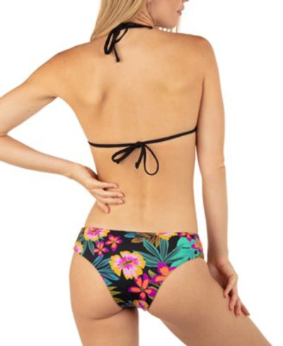 Shop Hurley Juniors Fiji Fantasy Reversible Triangle Bikini Top Bottoms In Black Floral