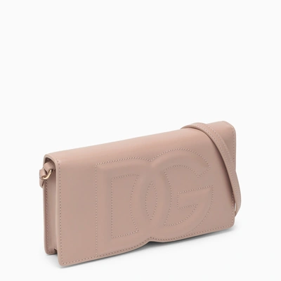 Shop Dolce & Gabbana Dolce&gabbana Powder Pink Leather Phone Bag With Logo