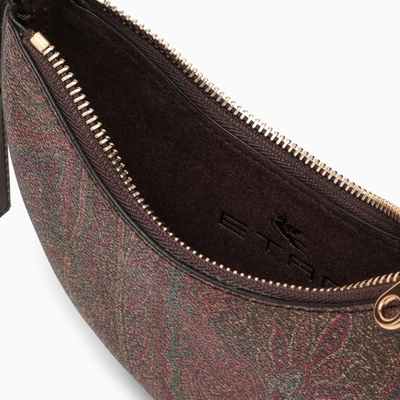 Shop Etro Essential Mini Paisley Hobo Bag In Coated Canvas