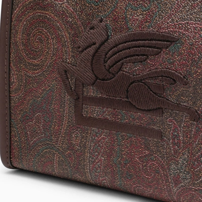 Shop Etro Paisley Clutch Bag In Coated Canvas With Logo