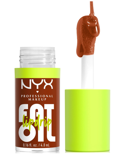 Shop Nyx Professional Makeup Fat Oil Lip Drip, 0.16 Oz. In Scrollin' (light Brown)