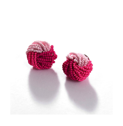 Shop Sohi Women's Pink Beaded Twist Stud Earrings