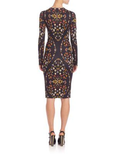 Shop Alexander Mcqueen Jersey Printed Dress In Black Mix