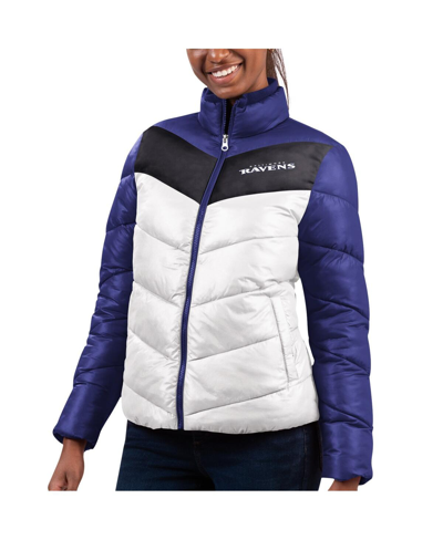 Shop G-iii 4her By Carl Banks Women's  White, Purple Baltimore Ravens New Star Quilted Full-zip Jacket In White,purple