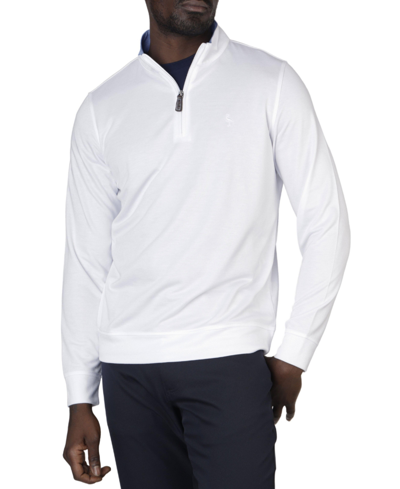 Shop Tailorbyrd Solid Modal Q Zip Pullover Sweatshirt In White