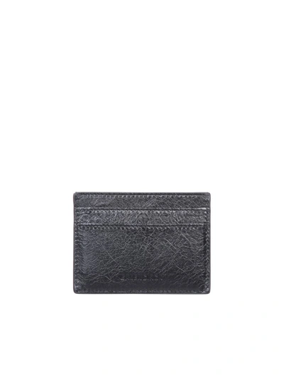 Shop Balenciaga Arena Calf Leather Cardholder In Grey
