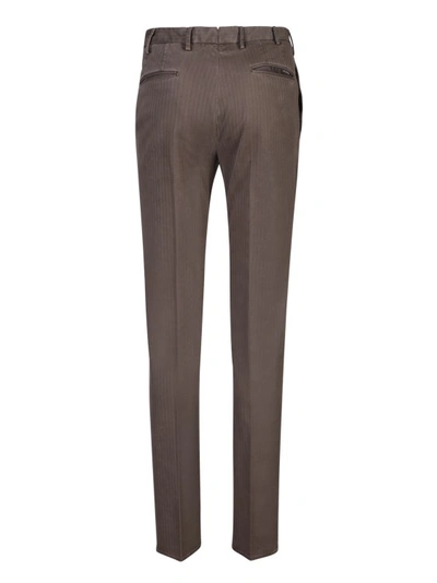 Shop Incotex Cotton Trousers In Brown