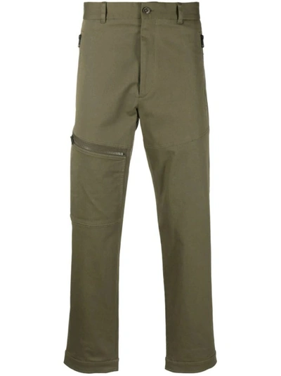Shop Moncler Logo Patch Tapered Trousers In Green