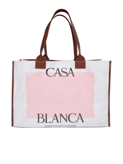 Shop Casablanca Front Logo Bag In White