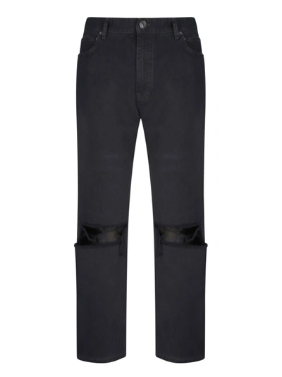 Shop Balenciaga Ripped Jeans In Black