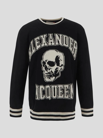 Shop Alexander Mcqueen Sweaters In Blackivory