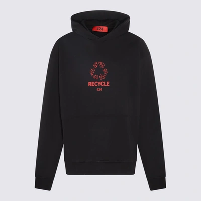 Shop 424 Black And Red Cotton Blend Sweatshirt
