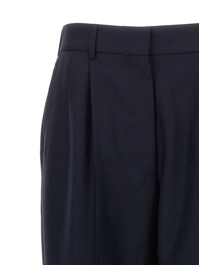 Blazé Milano Navy Blue Virgin Wool And Mohair High-waisted Pants In Blue