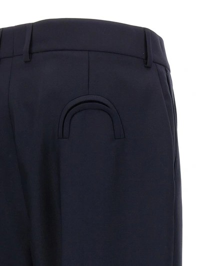 Blazé Milano Navy Blue Virgin Wool And Mohair High-waisted Pants In Blue