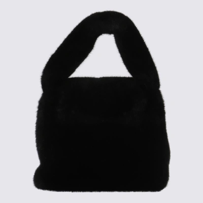 Shop Blumarine Black Faux Fur Monogram B Bag