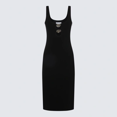 Shop Blumarine Black Viscose Stretch Midi Dress