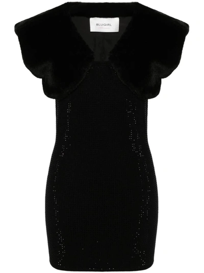 Shop Blumarine Dress With Rhinestones In Black