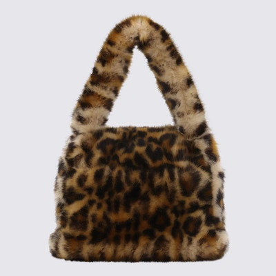 Shop Blumarine Leopard Faux Fur Monogram B Bag In Sand/nero