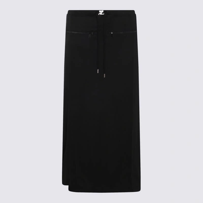 Shop Courrèges Black Cotton Midi Skirt