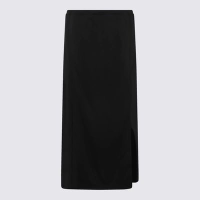 Shop Courrèges Black Cotton Midi Skirt
