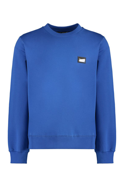 Shop Dolce & Gabbana Cotton Crew-neck Sweatshirt In Blue