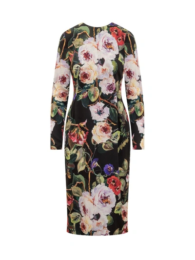 Shop Dolce & Gabbana Roseto Charmeuse Sheath Dress In Multicolor