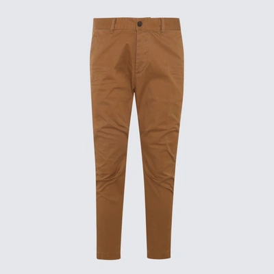 Shop Dsquared2 Brown Cotton Blend Trousers