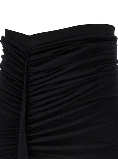 Shop Rick Owens Maxi Black Skirt With Gatherings And Deep Split In Cotton Woman