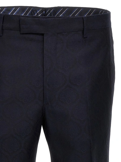 Shop Etro Jacquard Pants In Blue