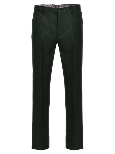 Shop Etro Jacquard Pants In Green
