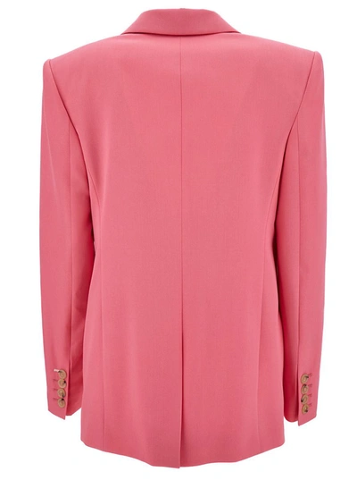 Shop Stella Mccartney 'iconic' Salmon Pink Sing-breasted Jacket With Single Button In Wool Woman In Fuxia